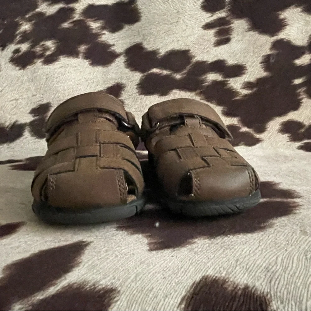 Boys Brown Casual Leather Sandals 6C